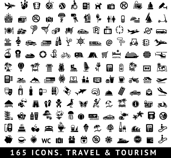165 Kind travel with tourism mini icons