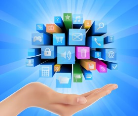 3D Internet tech template vector material 02