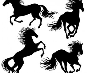 4 Kind running horse vector silhouette