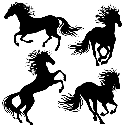 4 Kind running horse vector silhouette