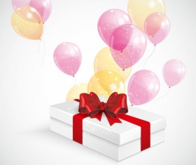 Beautiful balloon with birthday gift vector