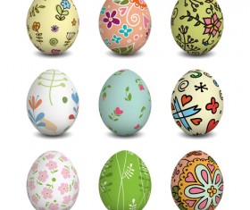 Beautiful easter eggs vectors set 03