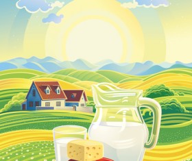 Beautiful farm scenery vectors material 03