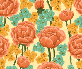 Beautiful flower seamless patterns retro vector set 05