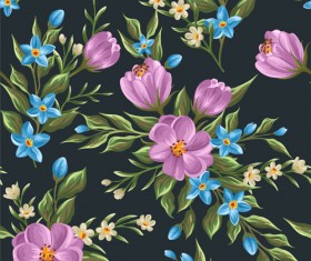 Beautiful flower seamless patterns retro vector set 14