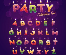 Birthday candles alphabet vector material
