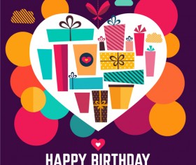 Birthday gift with heart background vector 01