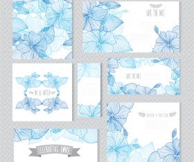 Blue flower banner with cards vector material