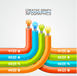 Bulbs infographic idea template vector 02