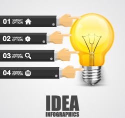 Bulbs infographic idea template vector 07