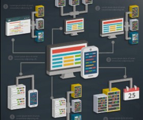Business server and database media vector template 01
