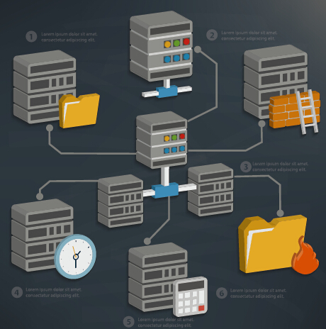 Business server and database media vector template 06