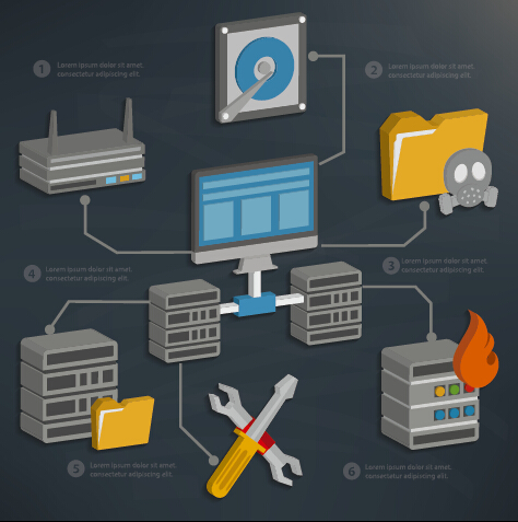 Business server and database media vector template 08