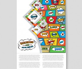 Cartoon explosion effect flyer cover vector 05