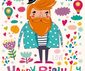 Cartoon styles birthday background vectors 02