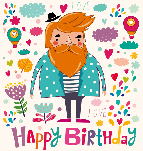 Cartoon styles birthday background vectors 02