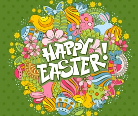 Cartoon styles floral easter background vector