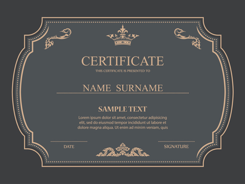 Certificates ornate design vector template 01