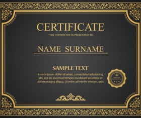 Certificates ornate design vector template 05