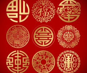 Chinese pattern styles vector material 02