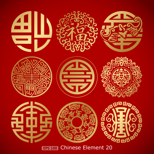 Chinese pattern styles vector material 02