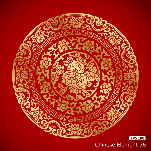 Chinese pattern styles vector material 04