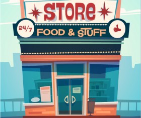 City building facades vector graphics 03