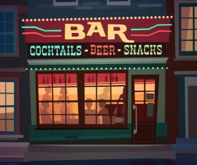 City building facades vector graphics 04