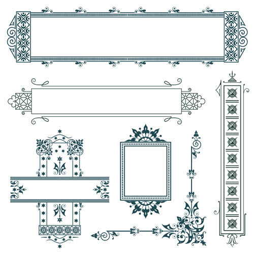 Classical Europe styles frame with borders vectors 03