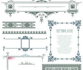 Classical Europe styles frame with borders vectors 04
