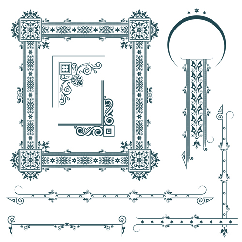 Classical Europe styles frame with borders vectors 05