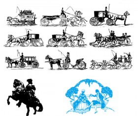 Classical carriage silhouette vector material