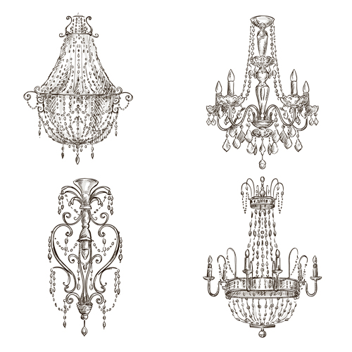 Classical chandelier design vectors material 01