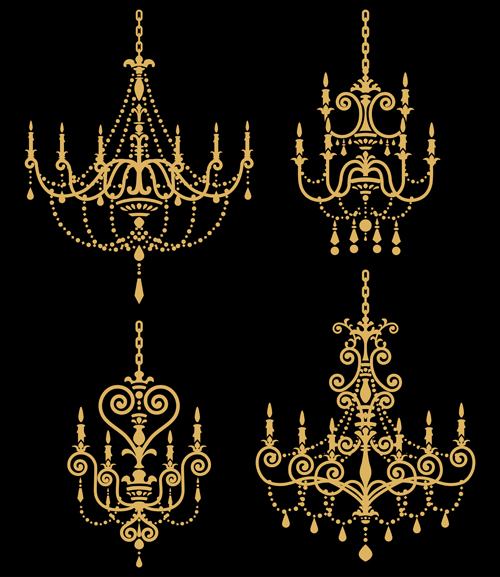 Classical chandelier design vectors material 02