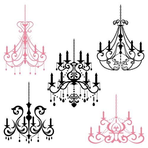 Classical chandelier design vectors material 06