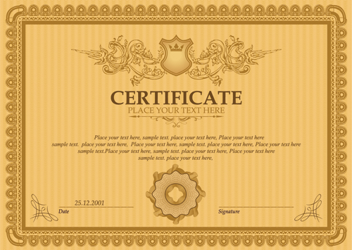 Classical styles certificate template vectors 01