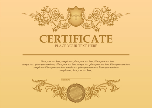 Classical styles certificate template vectors 02