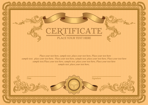 Classical styles certificate template vectors 03 free download