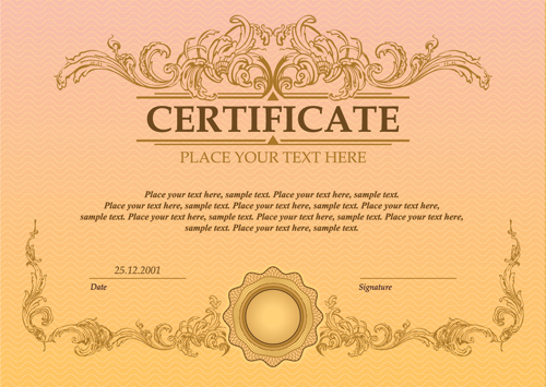 Classical styles certificate template vectors 04