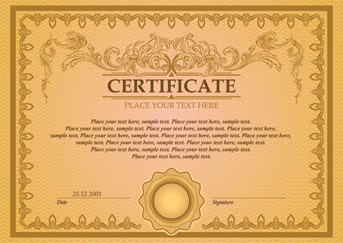 Classical styles certificate template vectors 05