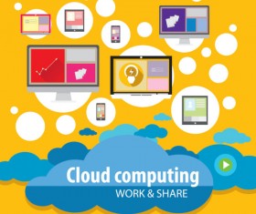 Cloud computing work template vector