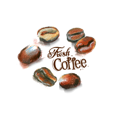 Coffee beans hand drawing vectors 02