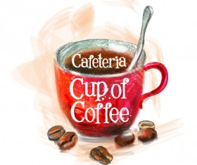 Coffee beans with cup retro vector