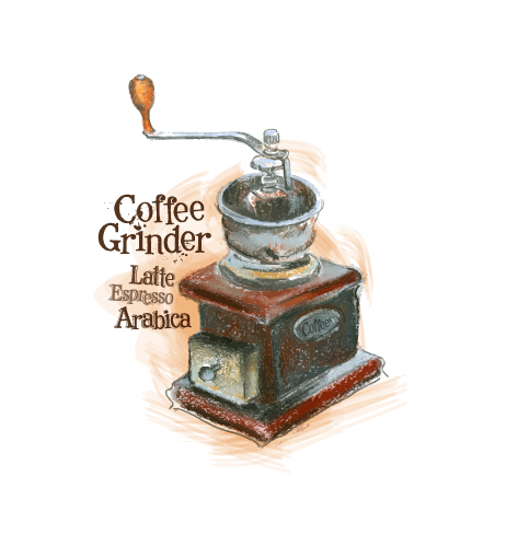 Coffee grinder hand drawn vector material