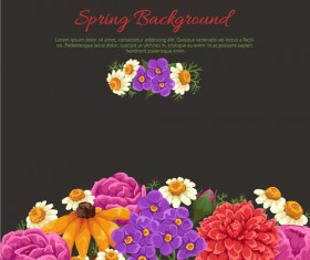 Colored flowers with black background vector