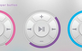 Colored player button round psd material