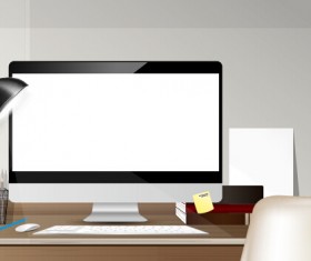 Computer desks and computer home studio vector 06