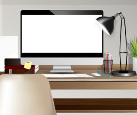 Computer desks and computer home studio vector 07