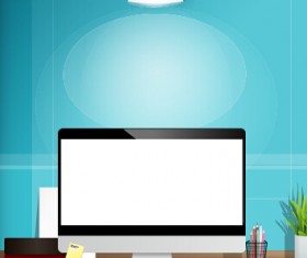 Computer desks and computer home studio vector 08