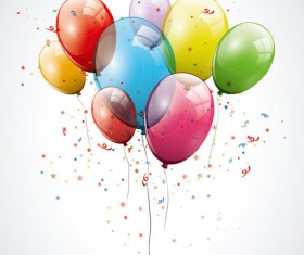 Confetti and colored balloons holiday background